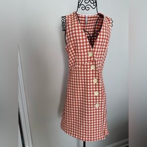 Mango burnt Orange and White Checkered Dress